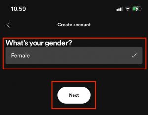gender untuk mendaftar akun spotify
